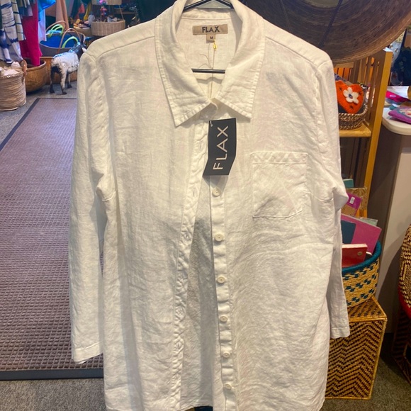 Flax Tops - Flax… white linen shirt.. NWTS 🌺